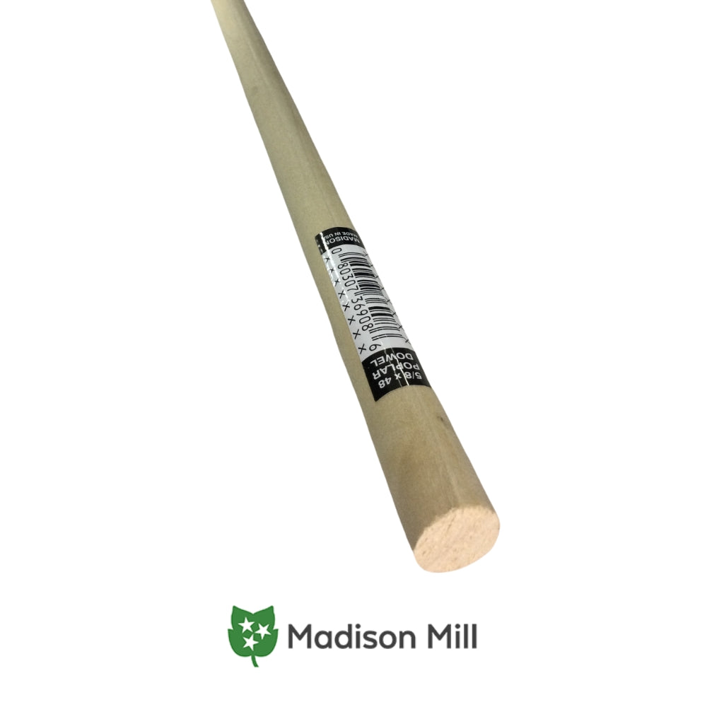 TARUGO DE MADERA REDONDO 5/8 PULGADAS X 48 PULGADAS POPLAR 436577