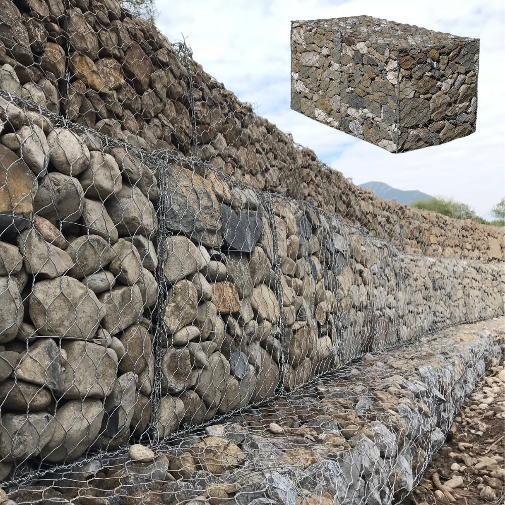 GAVION  DE ALAMBRE GALVANIZADO C3 DE 2M X 1M X 1M X 2.7MM