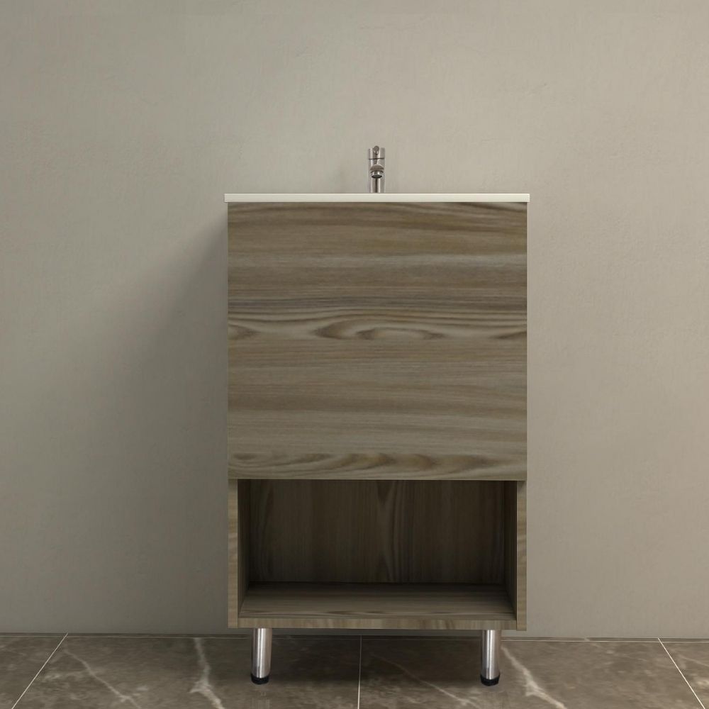 MUEBLE DE BAÑO CON LAVAMANOS Y GRIFERIA 1 PUERTA 0.51*0.41*0.86 M  COLOR MADERA FB18128 MOD. YKL-V002