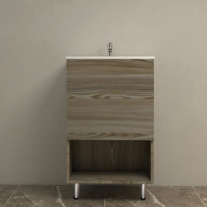 MUEBLE DE BAÑO CON LAVAMANOS Y GRIFERIA 1 PUERTA 0.51*0.41*0.86 M  COLOR MADERA FB18128 MOD. YKL-V002