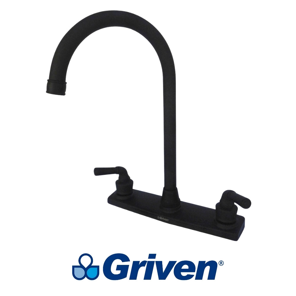 LLAVE DOBLE DE FREGADOR TIPO CUELLO ALTO 8 PULGADAS NEGRO GRIVEN A367-BF802