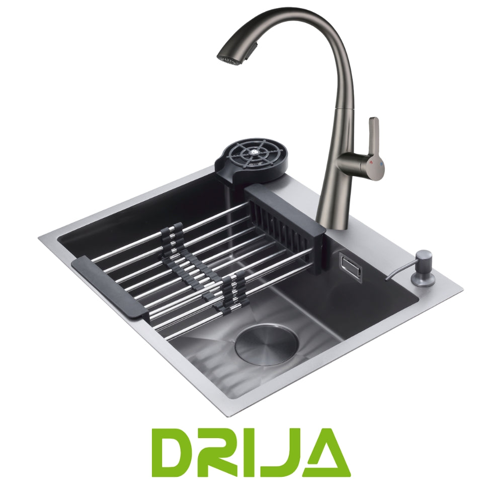 FREGADOR SENCILLO DE ACERO INOXIDABLE SATINADO 61CM DE LUJO (BOLONIA 61)