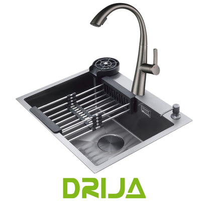 FREGADOR SENCILLO DE ACERO INOXIDABLE SATINADO 61CM DE LUJO (BOLONIA 61)