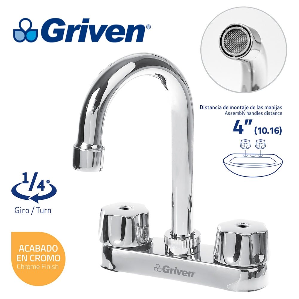 LLAVE DOBLE DE LAVAMANOS CUELLO TIPO BAR GRIVEN A367-15061C