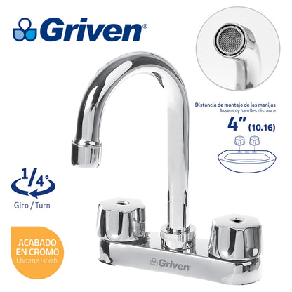 LLAVE DOBLE DE LAVAMANOS CUELLO TIPO BAR GRIVEN A367-15061C