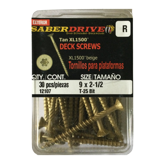 TORNILLO PARA MADERA CABEZA TORX COLOR LATON XL 1500 #9 x 2-1/2 PULGADAS