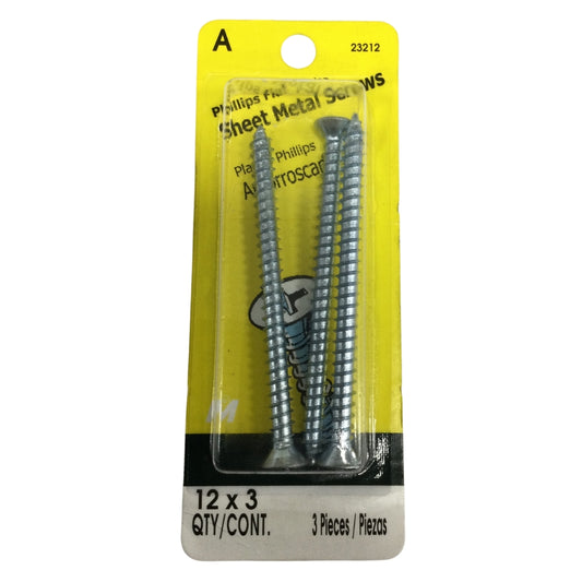 TORNILLO PARA LAMINA ZINCADO CAB PLANA PHILLIPS #12 x 3 PULGADAS