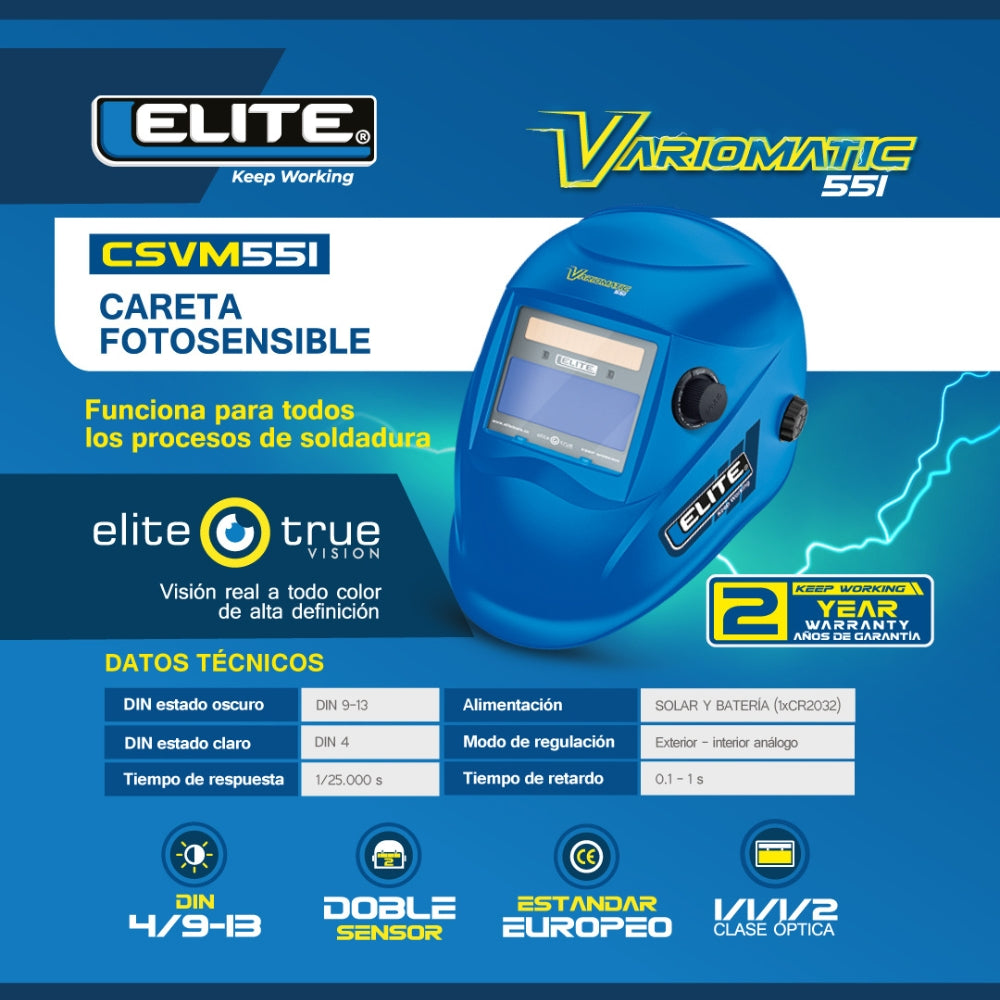 MASCARA DE SOLDAR ELECTRONICA SOLDADURA ELITE VARIOMATIC 551 (AZUL)