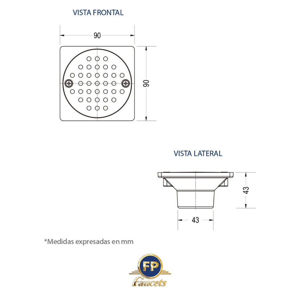 REJILLA CUADRADA ANTICUCARACHA PERFORADA 08RJ13