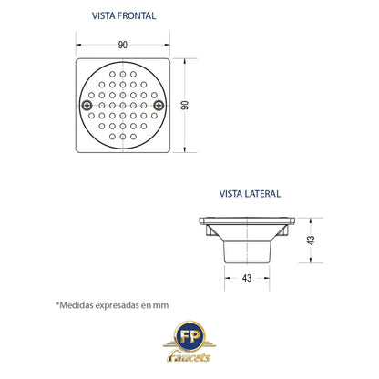 REJILLA CUADRADA ANTICUCARACHA PERFORADA 08RJ13