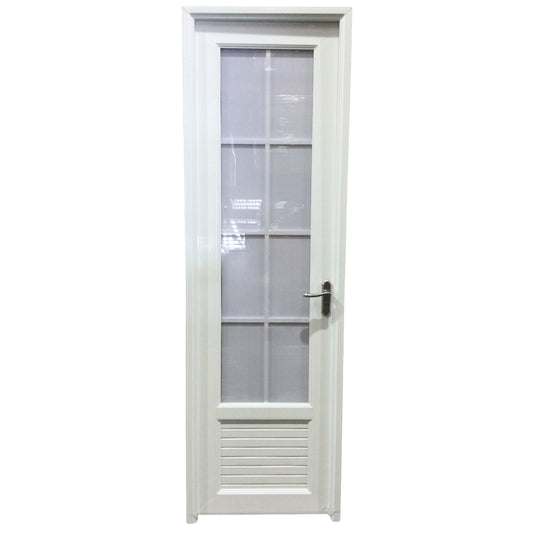 PUERTAS UPVC 2X7 CON MARCO 75MM BLANCO IZQUIERDA PLG01 CON BISAGRAS Y CERRADURA