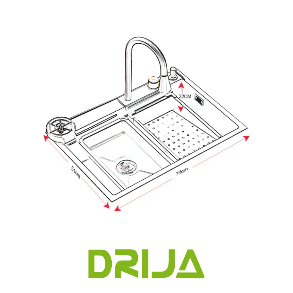 FREGADOR DE EMPOTRAR SENCILLO DE ACERO INOXIDABLE SATINADO DE 75CM DE LUJO (SIENA 75)