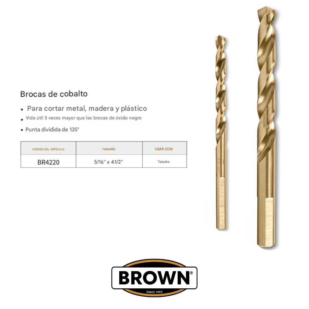BROCA DE COBALTO 5/16 X 4-1/2 IN