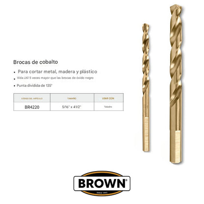 BROCA DE COBALTO 5/16 X 4-1/2 IN
