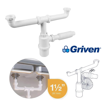 TRAMPA DOBLE PARA FREGADERO CON BOTELLA 1-1/2 PULGADAS GRIVEN A367-HDA151-140