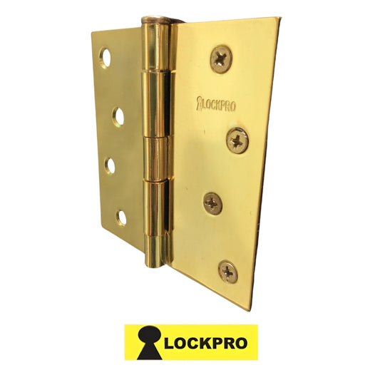 BISAGRA DORADA 4 PULGADAS X 4 PULGADAS PAR 2.0 MM ESPESOR LOCKPRO