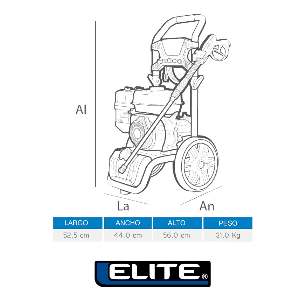HIDROLAVADORA A GASOLINA 3600 PSI, 2,7 GPM 7 HP INCLUYE MANGUERA Y PISTOLA DE ALTA PRESIÓN
