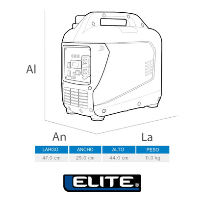 GENERADOR INVERTER A GASOLINA 1.5KW 110V, 60Hz 1PH ARRANQUE MANUAL