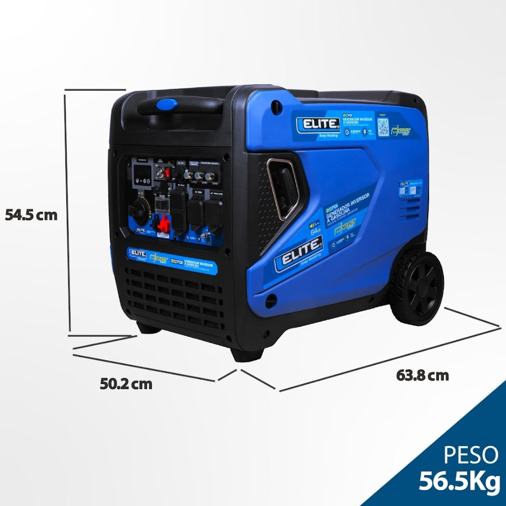 GENERADOR INVERSOR AGASOLINA 6.6KW 110-220V 60Hz 1PH ARRANQUE MANUAL Y ELECTRICO