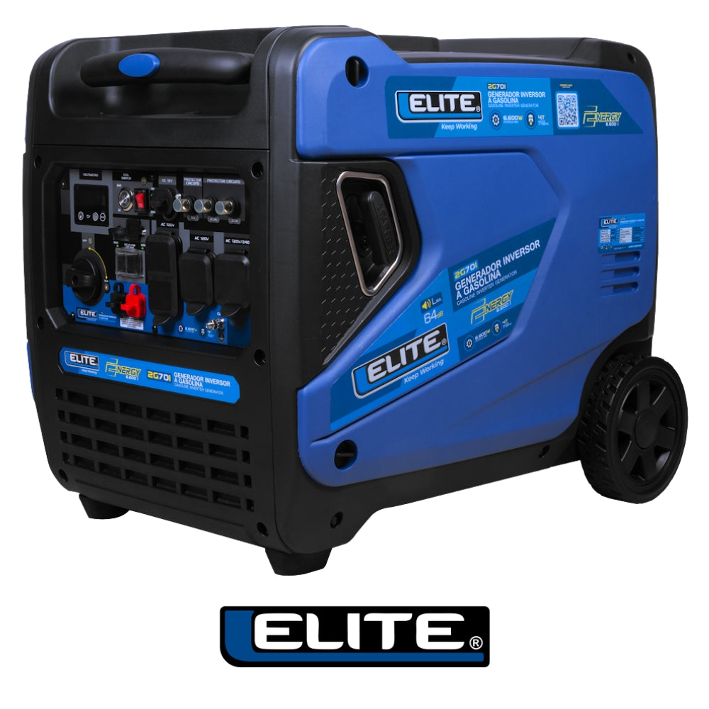 GENERADOR INVERSOR AGASOLINA 6.6KW 110-220V 60Hz 1PH ARRANQUE MANUAL Y ELECTRICO