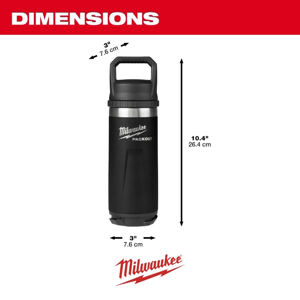 BOTELLA PACKOUT AISLADA 18OZ TAPA CHUG MILWAUKEE 48-22-8382B