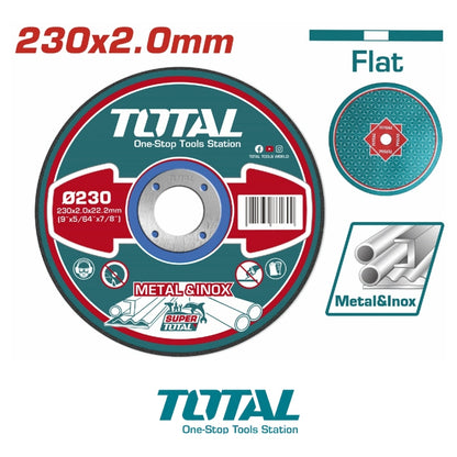 DISCO DE CORTE PARA METAL PLANO 9 X 5/64 X 7/8 IN (230MM X 2MM X 22.2MM) TOTAL TAC2202301