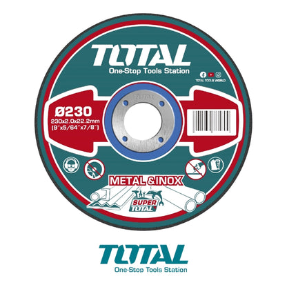 DISCO DE CORTE PARA METAL PLANO 9 X 5/64 X 7/8 IN (230MM X 2MM X 22.2MM) TOTAL TAC2202301