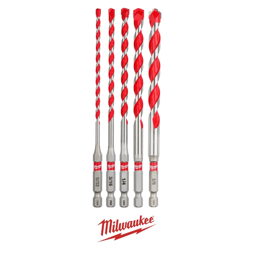 SET 5 BROCAS MARTILLO SHOCKWAVE CARBURO MILWAUKEE 48-20-9051