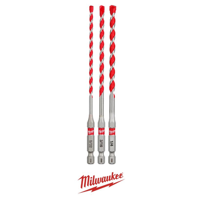 SET 3 BROCAS MARTILLO SHOCKWAVE CARBURO MILWAUKEE 48-20-9050