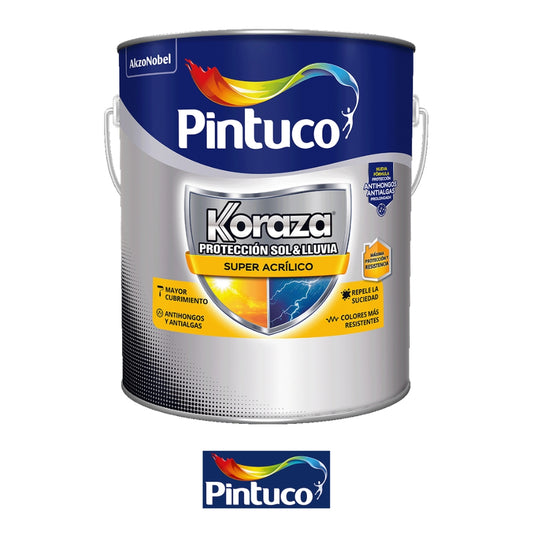 PINTURA ACRILICA KORAZA SOL Y LLUVIA ANTIHONGOS BASE INTERMEDIA 3587 1 GL PINTUCO