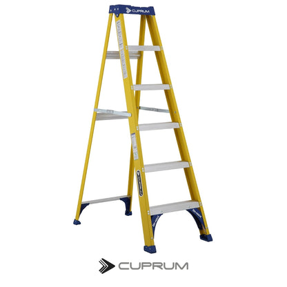 ESCALERA TIJERA USO INDUSTRIAL TIPO 1 FIBRA VIDRIO 6 PIES 200 KG C-3115-06 CUPRUM