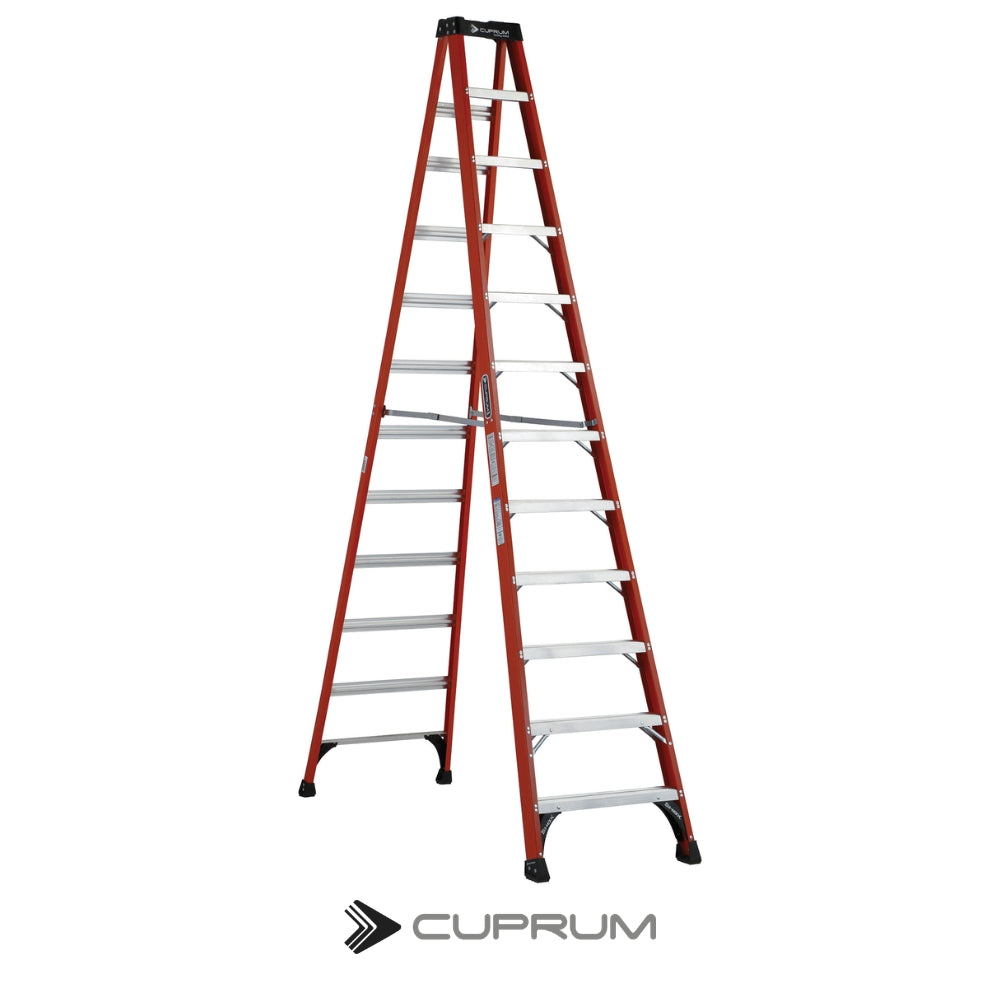 ESCALERA TIJERA USO INDUSTRIAL TIPO 1A FIBRA VIDRIO 12 PIES 225 KG C-3017-12 CUPRUM
