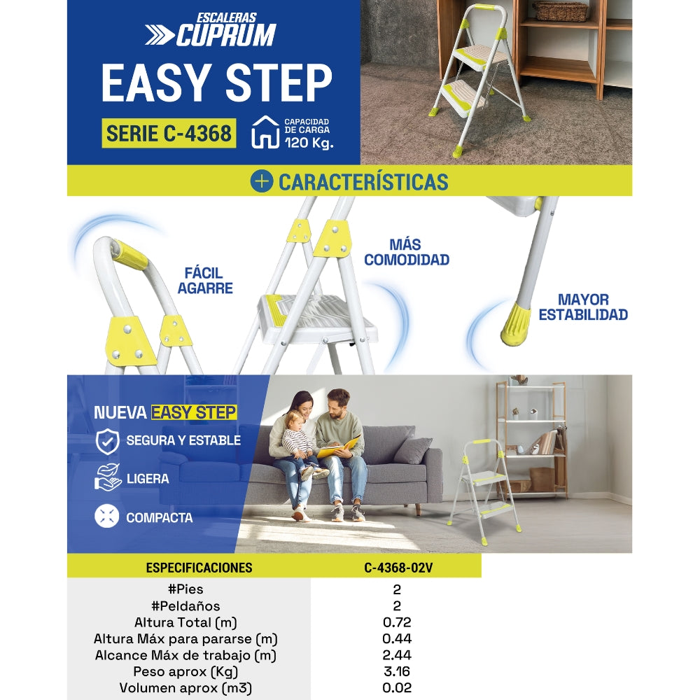 ESCALERA DE TABURETE 2 ESCALONES C-4368-02V CUPRUM