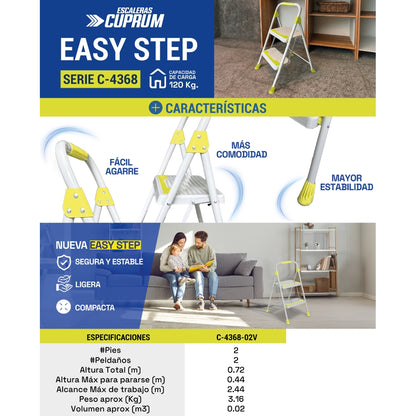 ESCALERA DE TABURETE 2 ESCALONES C-4368-02V CUPRUM