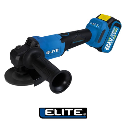 ESMERILADORA INALAMBRICA BRUSHLESS 5PUL ELITE 21V 10.000RPM BATERIA 4AH + CARGADOR 2.4AH