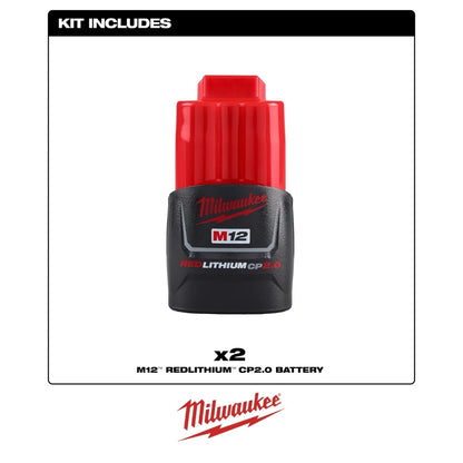 PACK 2 BATERIAS M12 REDLITHIUM CP2.0 MILWAUKEE 48-11-2422