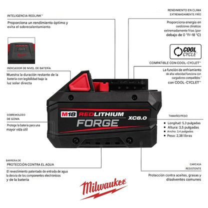 BATERIA M18 REDLITHIUM FORGE XC8.0 MILWAUKEE 48-11-1881