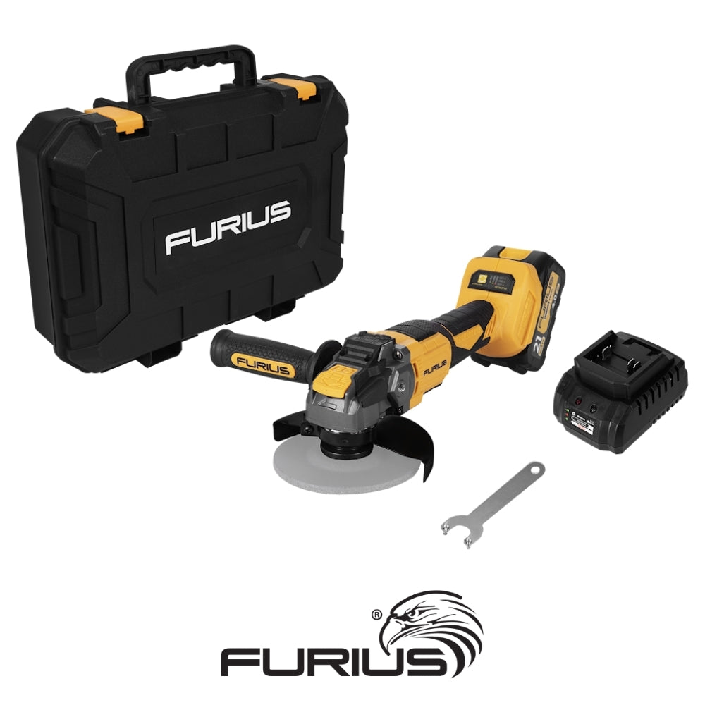 ESMERILADORA ANGULAR FURIUS  4-1/2 S/CARBONES 20V 1 BATERIA 4AH