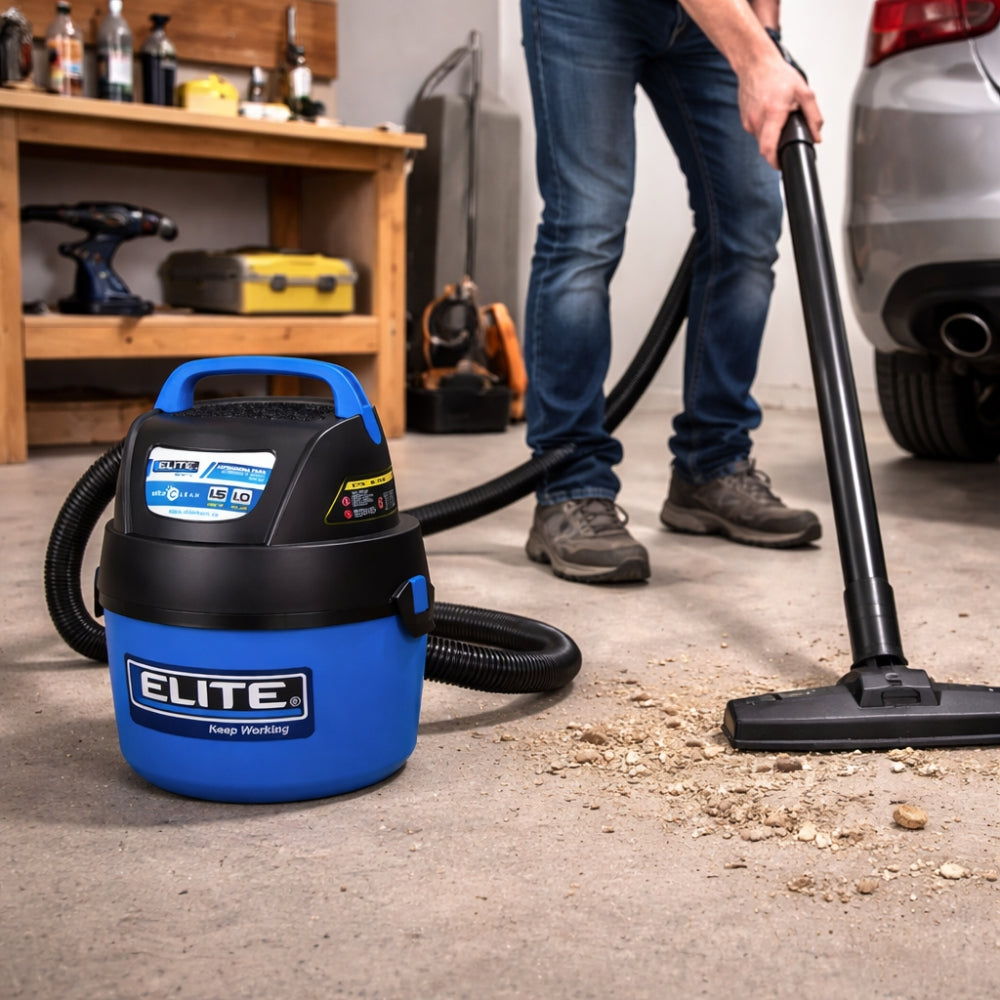 ASPIRADORA PARA HÚMEDO Y SECO 1.5HP 1 GAL 60CFM. 110VAC