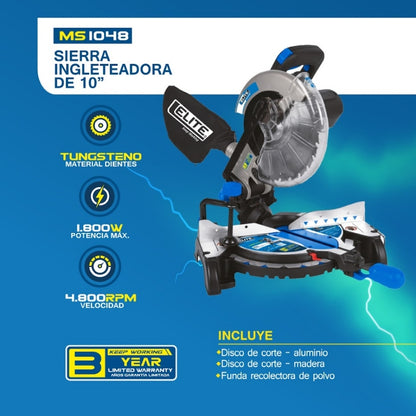 SIERRA INGLETEADORA 10' 1800W 4800RPM 110V 60HZ ELITE