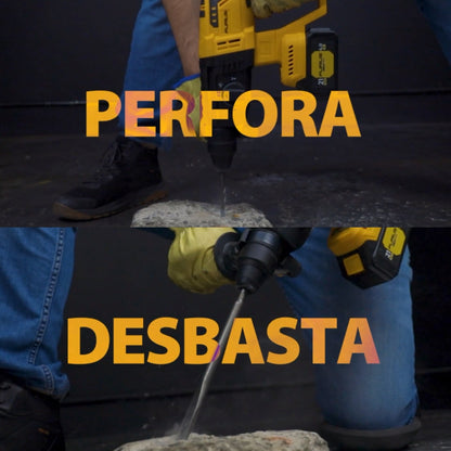 ROTOMARTILLO INALÁMBRICO 21V BRUSHLESS SDS PLUS 4,700GPM. 1000RPM. 2.6 JOULES CON BATERÍA LI-ION 4AH + CARGADOR 2.4AH CON CONTROL DE CARGA