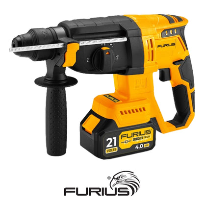 ROTOMARTILLO INALÁMBRICO 21V BRUSHLESS SDS PLUS 4,700GPM. 1000RPM. 2.6 JOULES CON BATERÍA LI-ION 4AH + CARGADOR 2.4AH CON CONTROL DE CARGA
