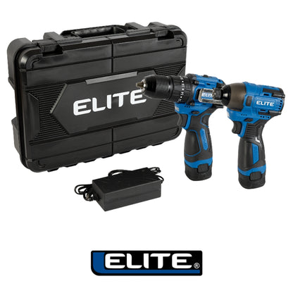 KIT DE TALADRO PERCUTOR (13MM) Y ATORNILLADOR DE IMPACTO INALAMBRICO (1/4) 16V BRUSHLESS + 2 BATERÍAS LI-ION 2AH  + CARGADOR Y MALETÍN