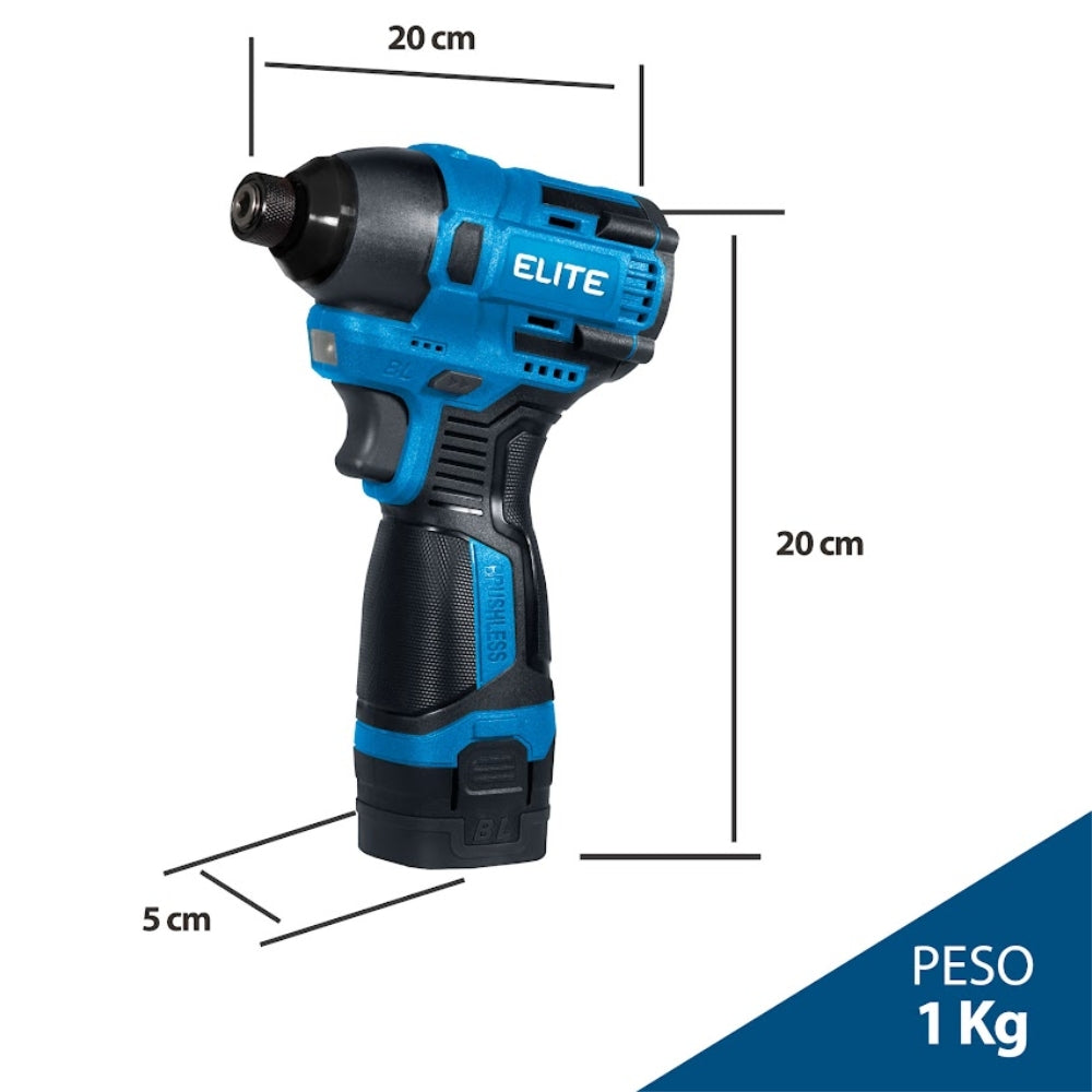 KIT DE TALADRO PERCUTOR (13MM) Y ATORNILLADOR DE IMPACTO INALAMBRICO (1/4) 16V BRUSHLESS + 2 BATERÍAS LI-ION 2AH  + CARGADOR Y MALETÍN