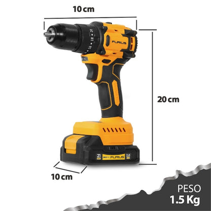 KIT DE ROTOMARTILLO PERCUTOR ATORNILLADOR INALÁMBRICO BRUSHLESS (1/2" 45Nm, 0-400 / 0-1400RPM) 21V + ATORNILLADOR DE IMPACTO INALÁMBRICO BRUSHLESS 21V (IMPACTO 0-3000GPM, TORQUE MÁX 240Nm, 0-2400RPM).