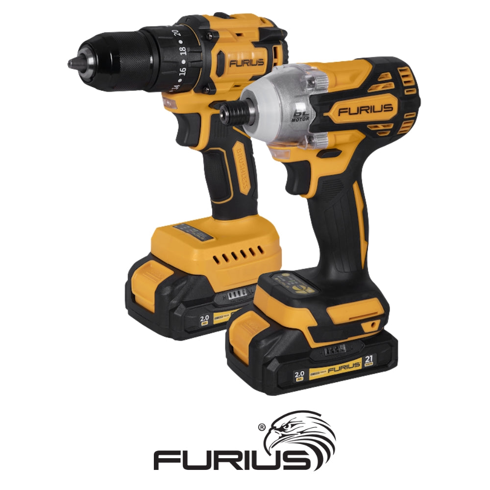 KIT DE ROTOMARTILLO PERCUTOR ATORNILLADOR INALÁMBRICO BRUSHLESS (1/2" 45Nm, 0-400 / 0-1400RPM) 21V + ATORNILLADOR DE IMPACTO INALÁMBRICO BRUSHLESS 21V (IMPACTO 0-3000GPM, TORQUE MÁX 240Nm, 0-2400RPM).