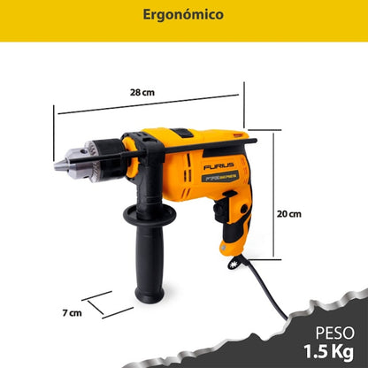 TALADRO PERCUTOR 1/2"  750W, 0-3300RPM  110V FURIUS