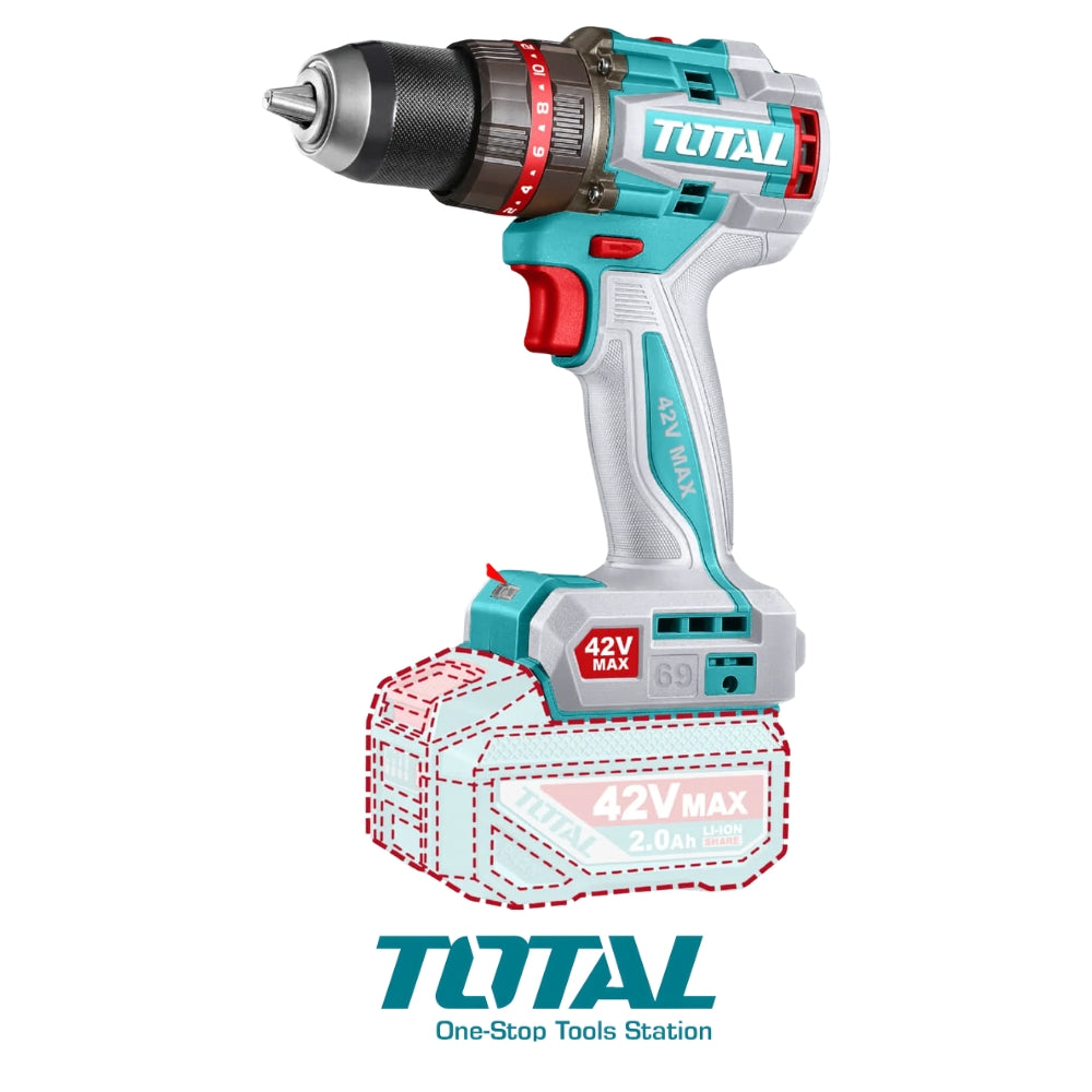 TALADRO INALÁMBRICO DE IMPACTO 1/2 42V MOTOR SIN ESCOBILLAS 69NM INCLUYE BATERÍA Y CARGADOR UTIDLI426981