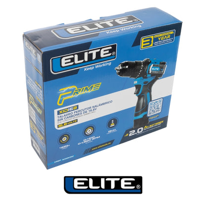 TALADRO DE IMPACTO ELITE 16V MANDRIL13mm S/ESCOBILLAS 2 BATERIAS Y CARGADOR