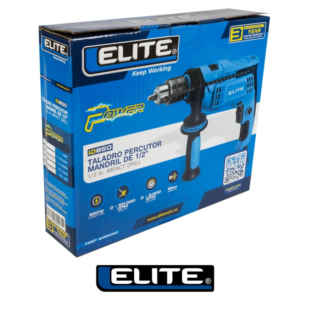 TALADRO PERCUTOR 1/2PUL, 850W, 3.000RPM, 110V-60HZ ELITE